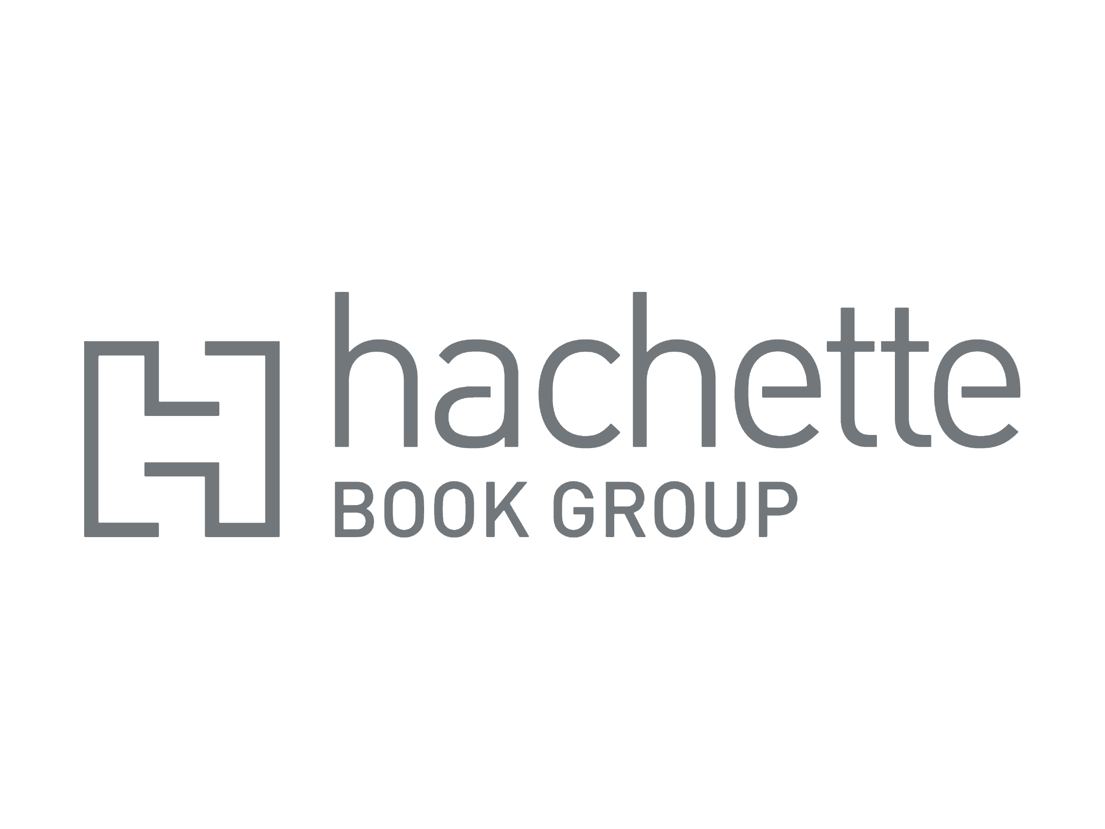Hachette book group logo black background gray letters
